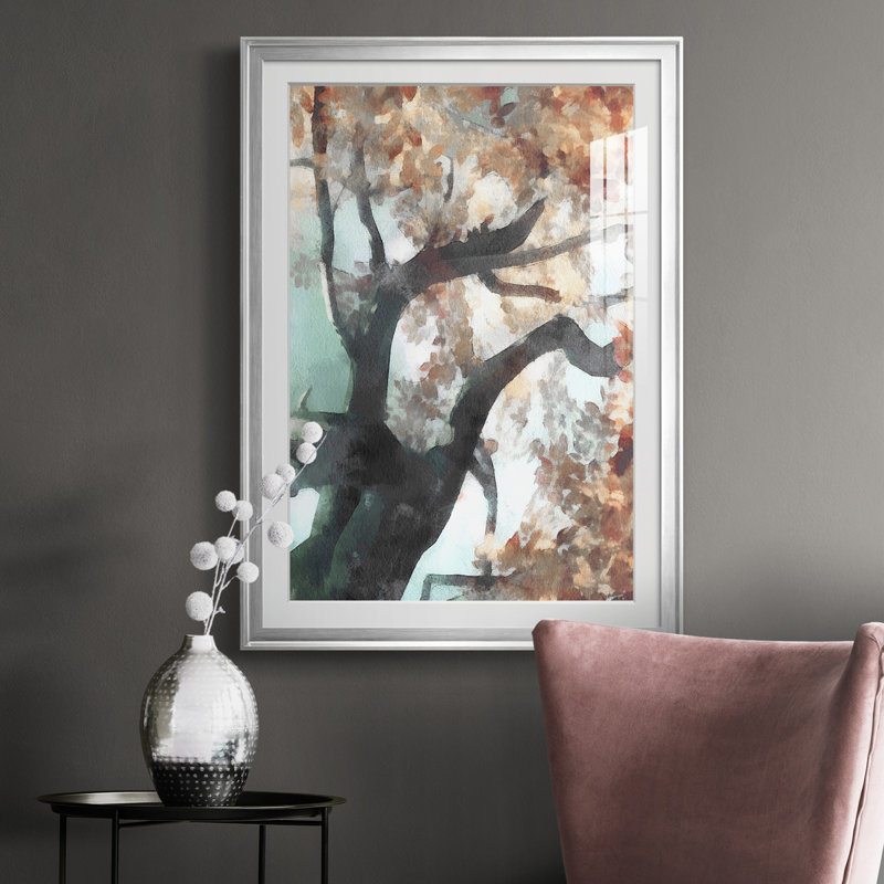 Arbre d'automne I - reproduction de cadre photo, Cadre argenté, H 36,5 po x l 26,5 po x P 1 po