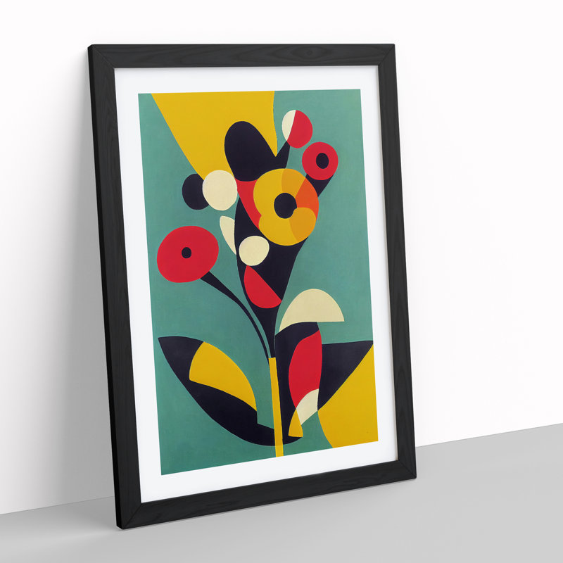 The Abstract Flowers No.2 - Wall Art, Black Framed Paper, 66cm H x 48cm W, White