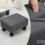 Repose-pieds gris anthracite, recouvert de lin, petit pour tous, confortable en gris, revêtement en tissu, salon de repos