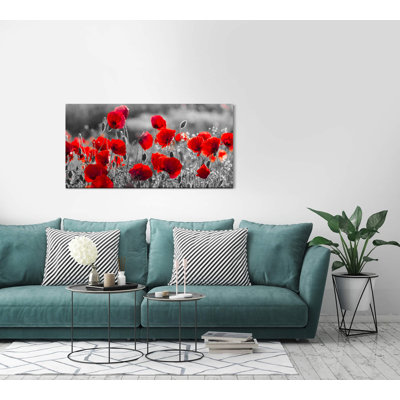 Leinwandbild Roter Mohn im Feld