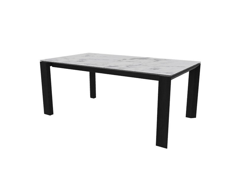 Omnia Extendable Tables, White Marble, Matt Black