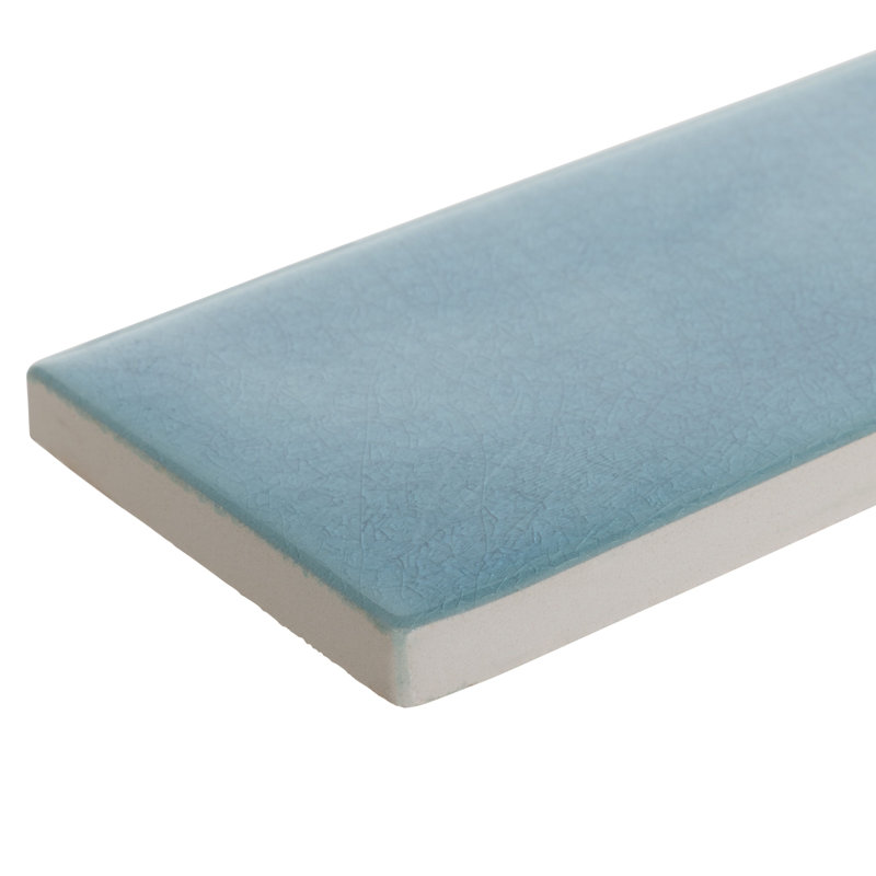 Crackle 2.5" x 8" Ceramic Stone Look Subway Wall Tile, Blue