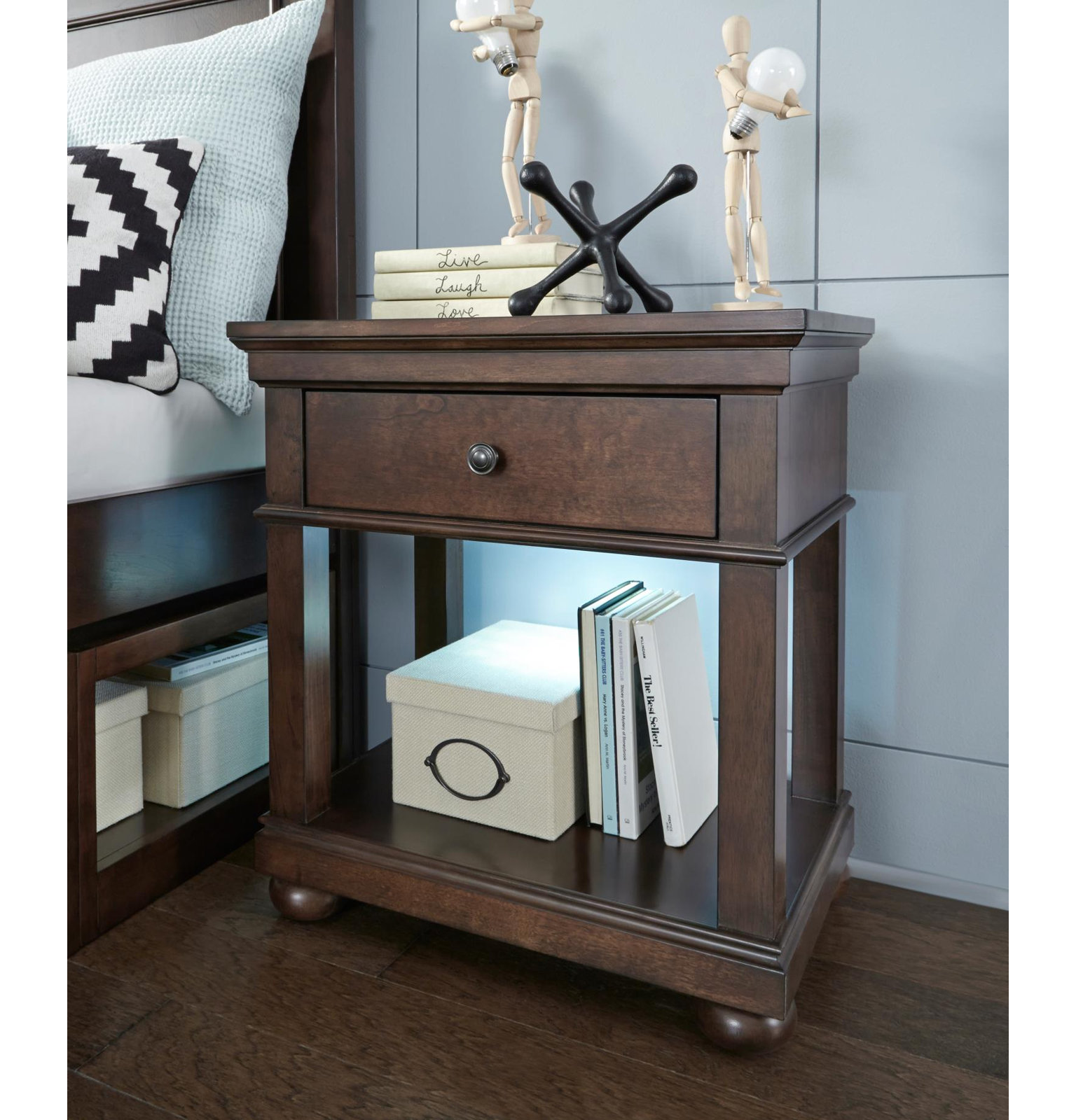 Jayden 1-Drawer Nightstand , Brown
