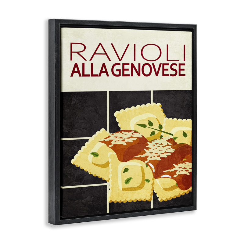 Cadre flottant de cuisine Ravioli Classic, design par Kim Allen, H 21 po x l 17 po, Cadre flottant noir de jais