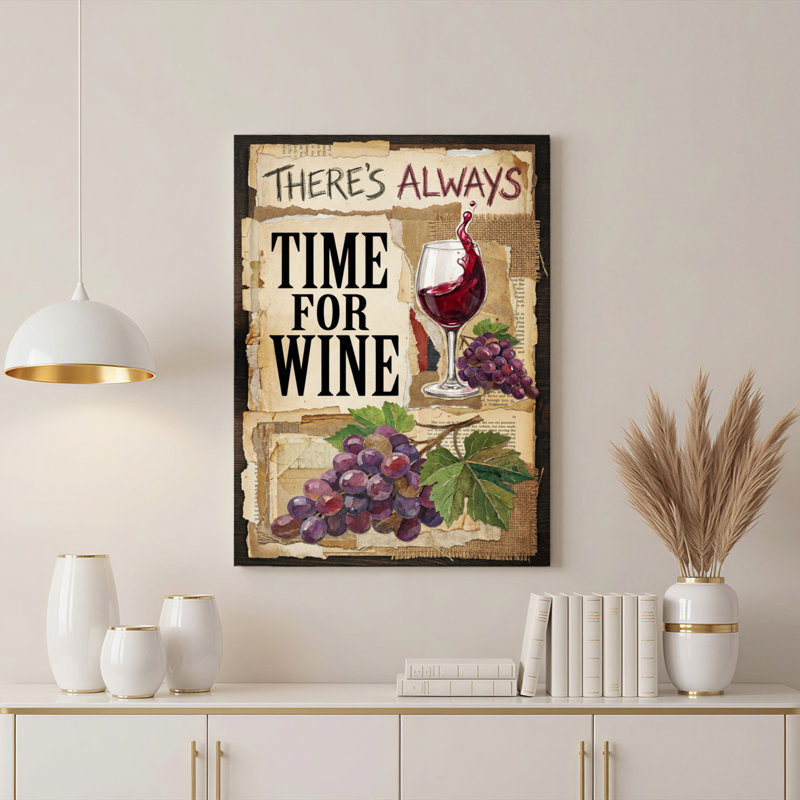Verre à vin et raisins, collage rétro sur toile tendue, reproduction d'art sur toile, ensemble de 1, H 18 po x l 12 po