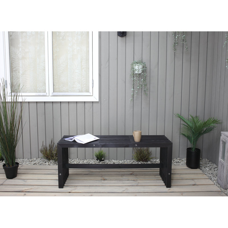 Arlinna Solid Wood Pine Outdoor Bench, Dark Coffee