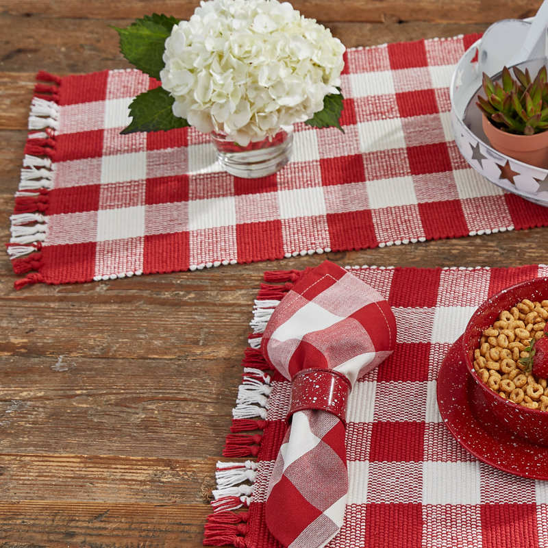 Serles Rectangular Checkered Table Runner, Multicolor, 36" x 13"