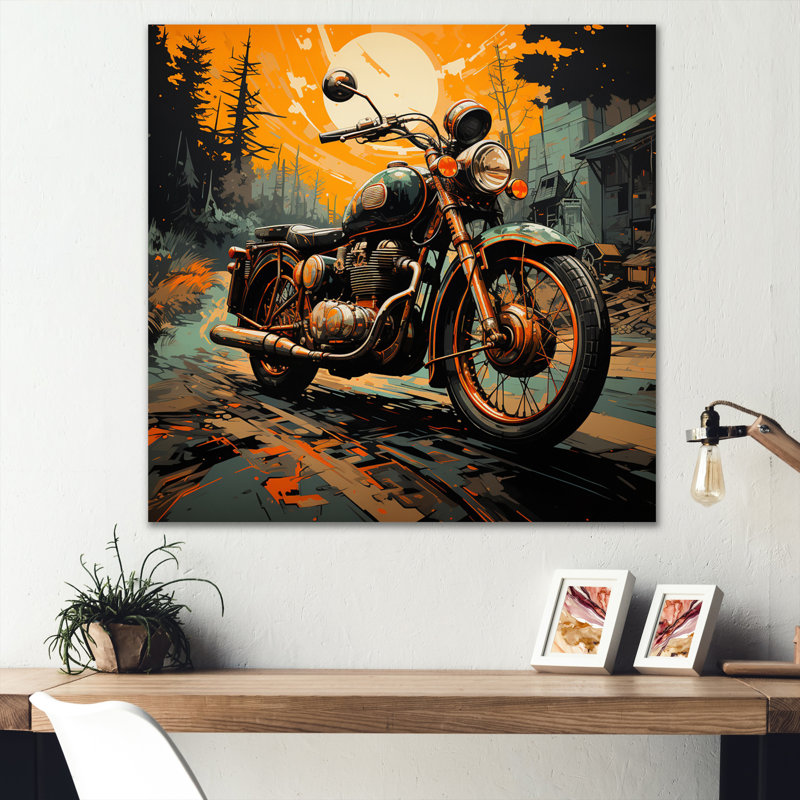 «Orange Orange Black Moto Road Rhythms III», reproduction sur toile, Toile tendue, H 24 po x l 24 po x P 1 po