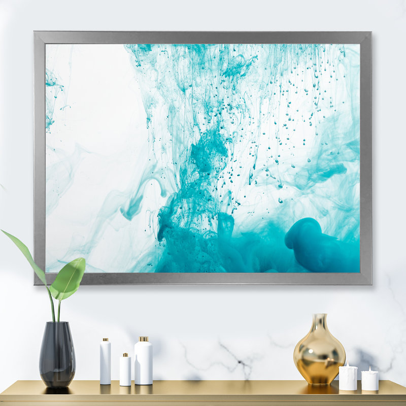 «Blue and White Mixing In Marble», œuvre d'art moderne sur toile, H 12 po x l 20 po x P 1 po