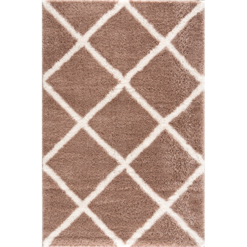 Tapis beige à motif géométrique 3 pi x 5 pi, Rectangle 6'7" x 9'6"