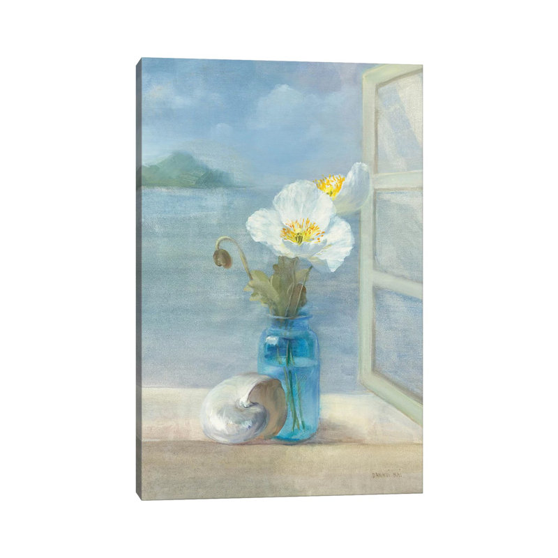 «Coastal Floral II» par Danhui Nai - reproduction d'art, H 26 po x l 18 po x 1,5 po, Toile tendue