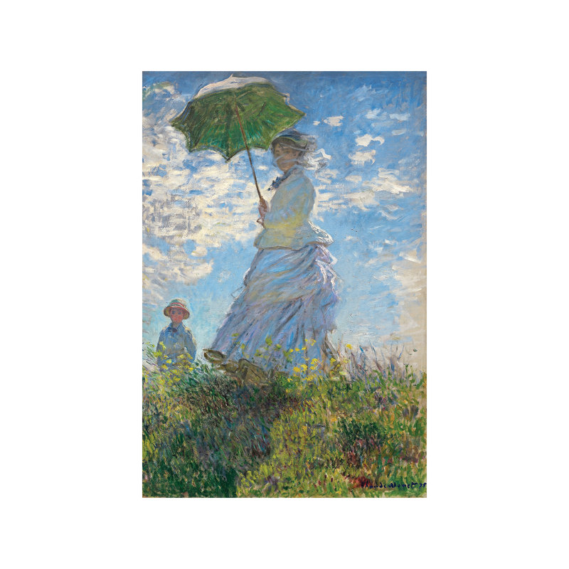 Woman With A Parasol - Madame Monet And Her Son, 1875 by Claude Monet - Painting on Canvas, No Framed