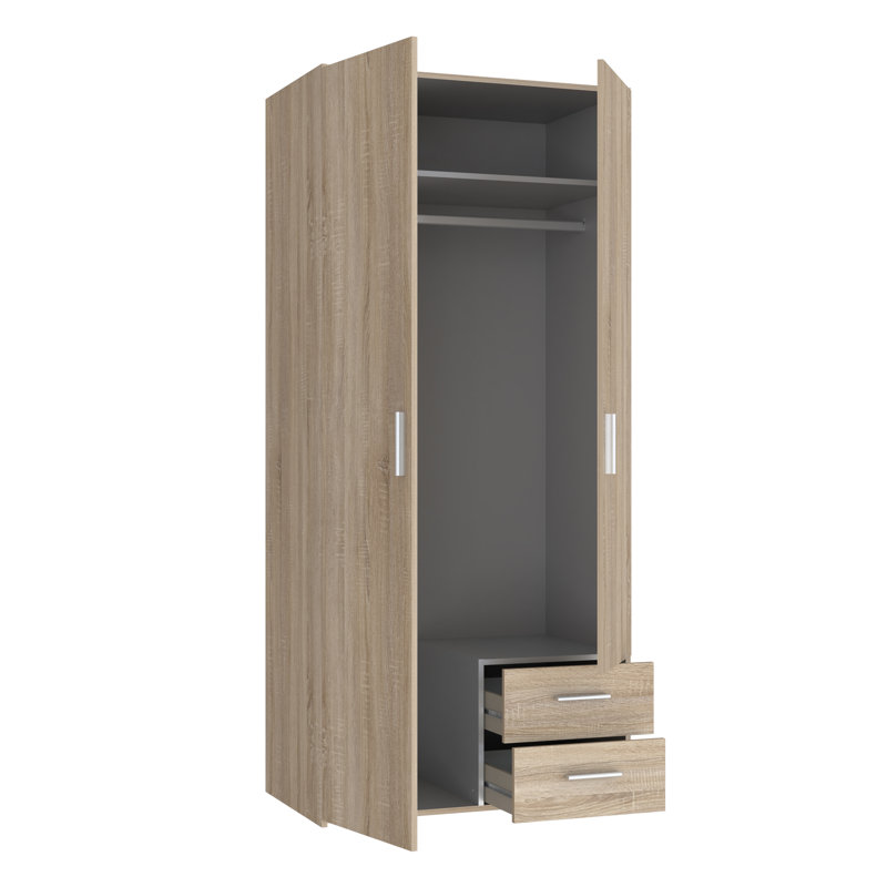 Remonia 2 Door Wardobe with clothes rail Sonoma Oak , 88cm W x 195cm H x 54cm D