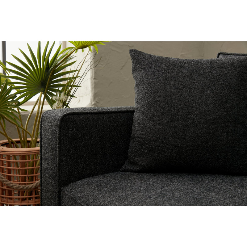 Canapé 86,6 po, 100 % polyester anthracite, Noir