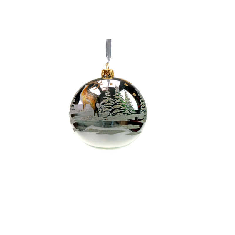 Ornement boule de Noël en verre Victoria Bella, Argent