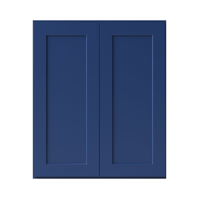 Armoire de cuisine en bois massif prête à assembler, Shaker bleu, 30", 36"