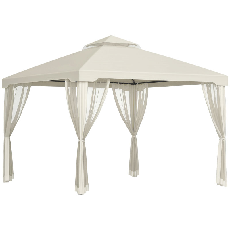 Zauber Metal Patio Gazebo, White, Black