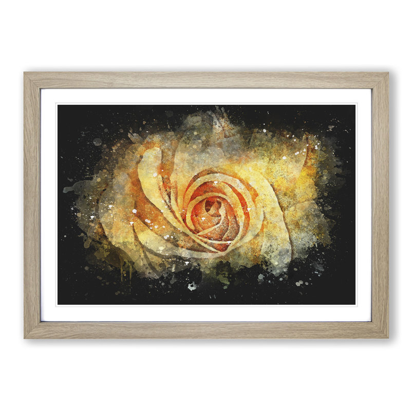 Yellow Rose - Picture Frame Painting Print, 62cm H x 87cm W x 2cm D, Oak Framed