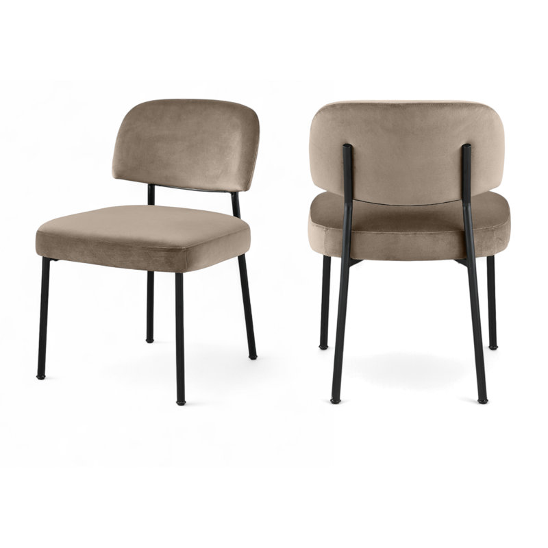 Chaise rembourrée en tissu performance velours Zarelle, Tissu de polyester taupe