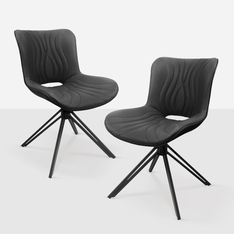 Chaises de salle à manger pivotantes rembourrées, Noir, noir, noir, noir