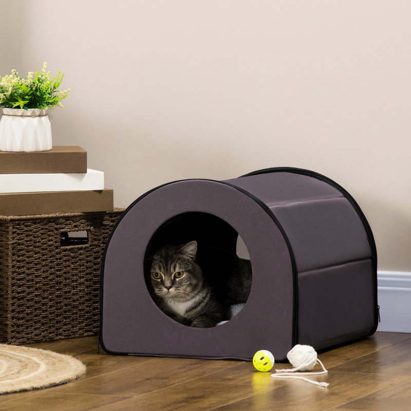 Maison pour chat avec construction, chauffée, imperméable, brune imperméable, chauffée et confortable, pour,