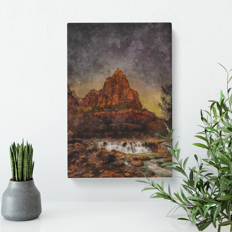 Beneath The Stars In Zion National Park - Wrapped Canvas Painting, 50cm H x 35cm W x 3cm D
