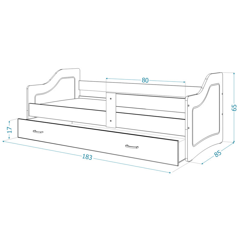 Rosser Cabin Bed with Storage Included, White/White, European Toddler (80 x 180 cm)