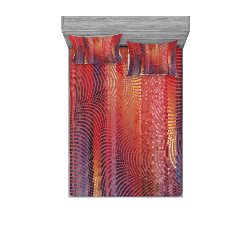 Microfiber Abstract Sheet Set, Queen Sheet Set with Fitted Sheet