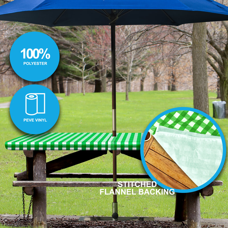 Tablecloth With Umbrella Hole Rectangle , Green, 72" x 30"