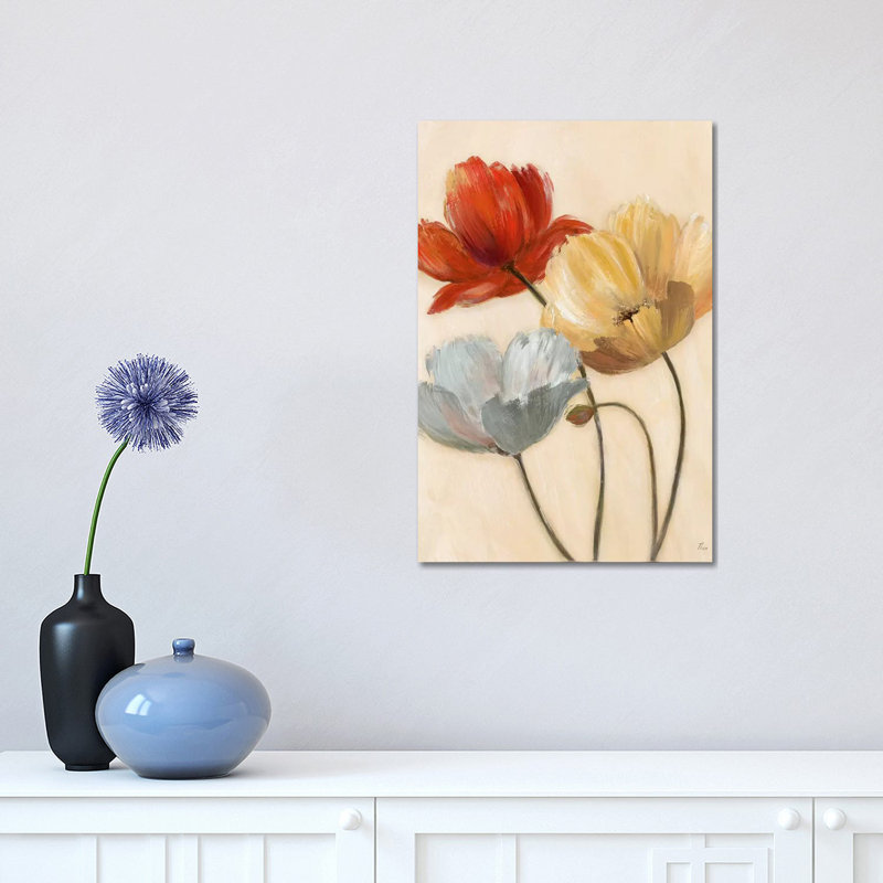 «Poppy Palette II» par Nan - peinture sur toile tendue, H 18 po x l 12 po x 1,5 po