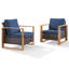 Chaise d'extérieur brun en osier avec coussins Allcot (ensemble de 2)-1573332362