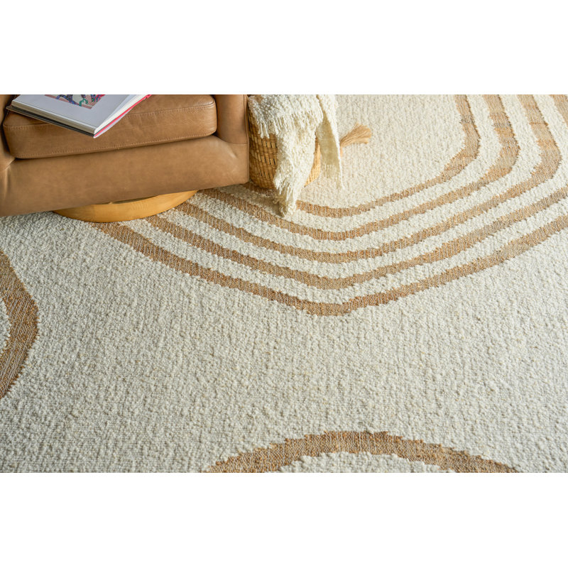 Pompano Hand Woven Wool/Jute IVORY/Cream/Beige Area Rug, 8'X10'