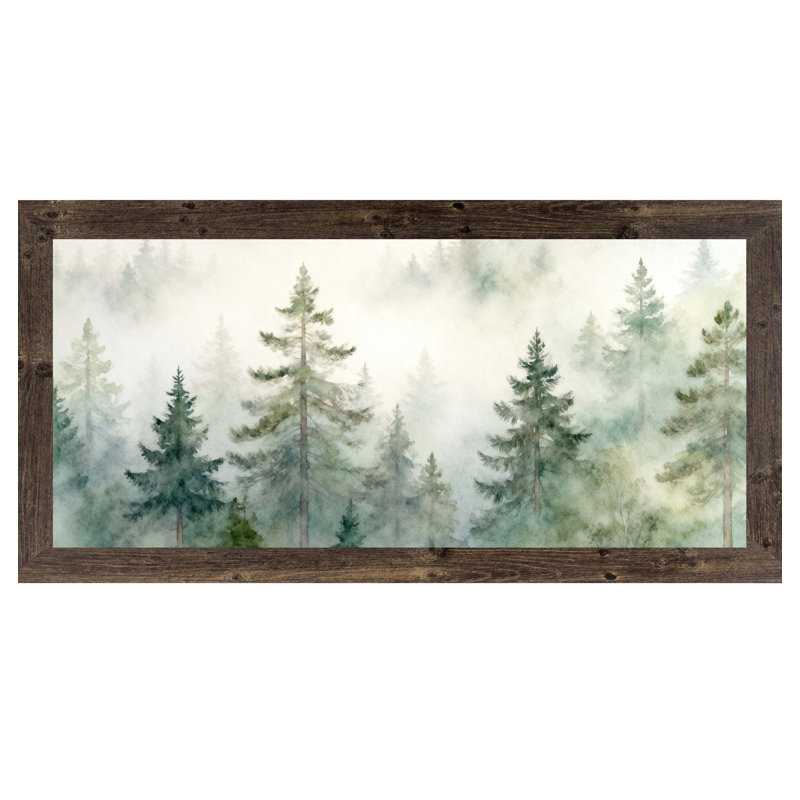 Vert, arbres, forêt, art encadré