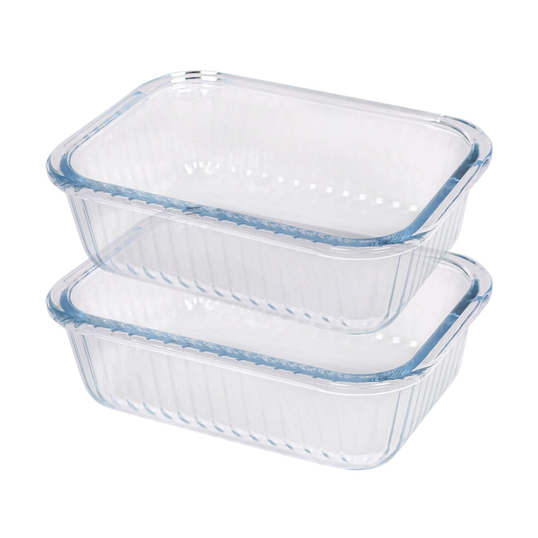 Argon Tableware - Optical Rectangular Glass Cake Baking Dishes - Set of 2