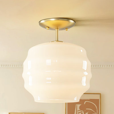 Layla 1- Light Flush Mount with Beehive Glass