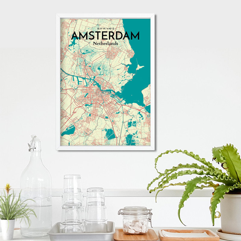 " Amsterdam City Map ", 27.6" H x 19.7" W