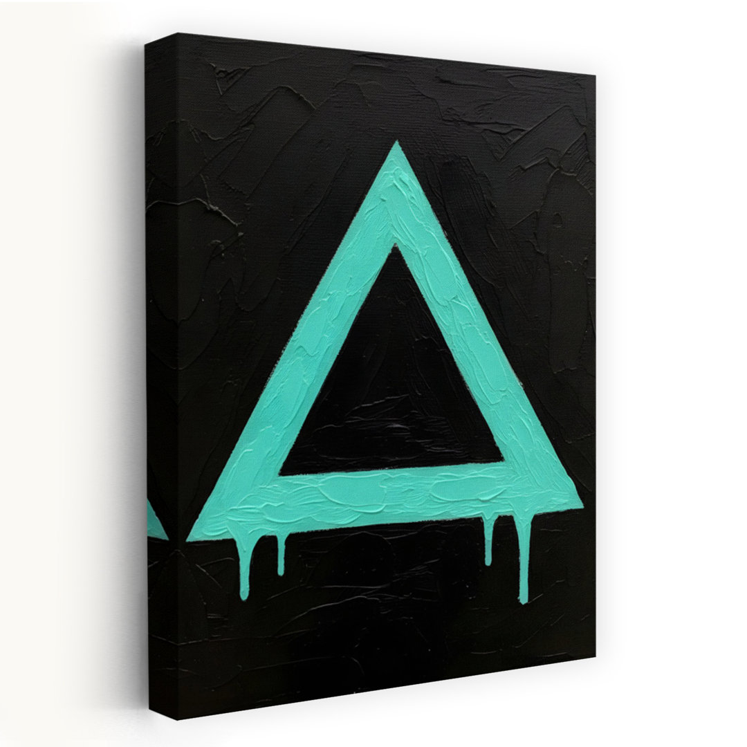 Teal Dripping Triangle Abstract Bold Geometric Wall Art Print
