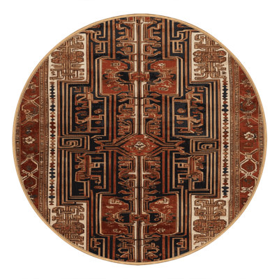 Machine Washable Art Deco Brown Area Rug