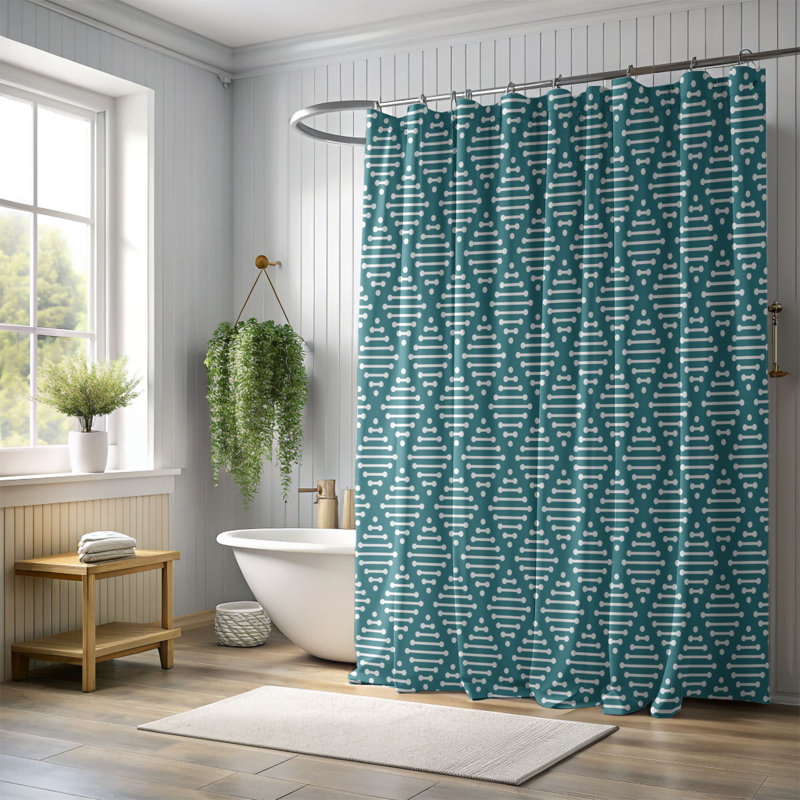 Rideau de douche Premium 5, Bleu sarcelle, H 74 po x l 71 po