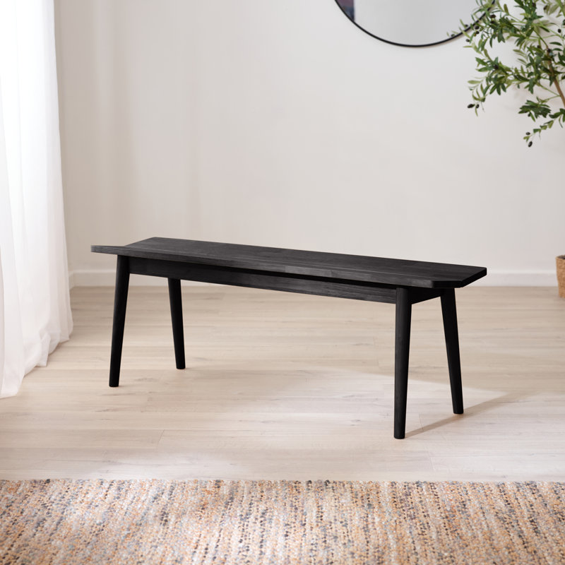 Aoibheann Solid Wood Bench - Traditional Rustic Farmhouse Kitchen Style, 43cm H x 120cm W x 30cm D, Black