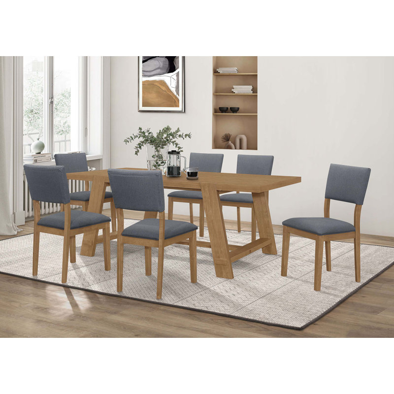 Ensemble de 2 chaises de salle à manger rembourrées en tissu de style rustique moderne