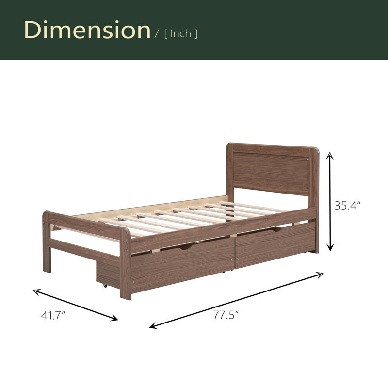 Modern Design Platform Bed Frame With 2 Drawers