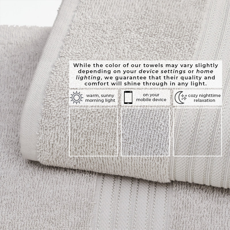 Super Soft 100% Cotton Quick-Dry Hand Towels, Light Gray