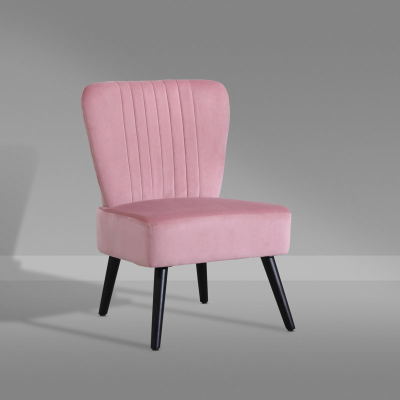 Caveney Upholstered Slipper Chair, Pink