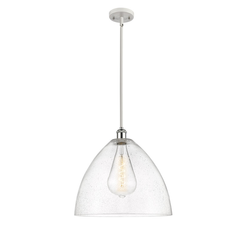 Luminaire suspendu en forme de globe à 1 lumière Angeliz, DEL, H 49,75 po x l 16 po x P 16 po, Blanc / chrome poli