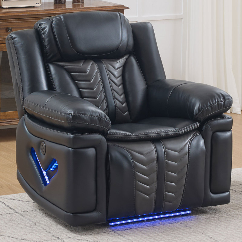 Canapé inclinable électrique avec porte-gobelet et recharge USB, Black Fabric