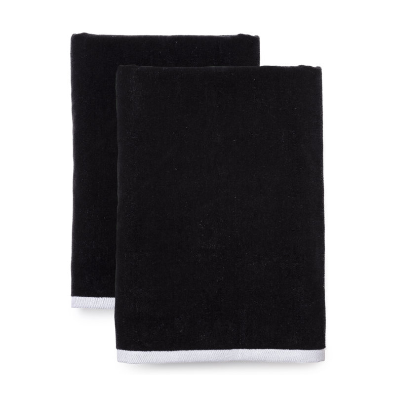 Ensemble de serviettes de plage en coton turc 2 pièces Aburio, Noir