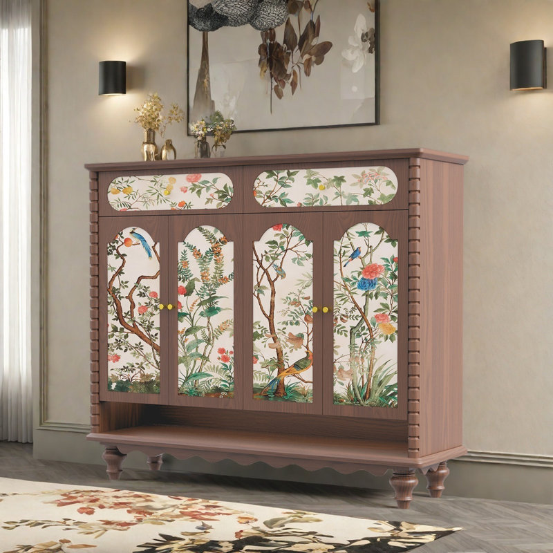 Armoire de rangement pour hall d'entrée en bois massif, Noyer