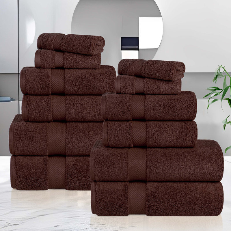 Ensemble de serviettes 12 pièces Fatih Zero Twist, Espresso