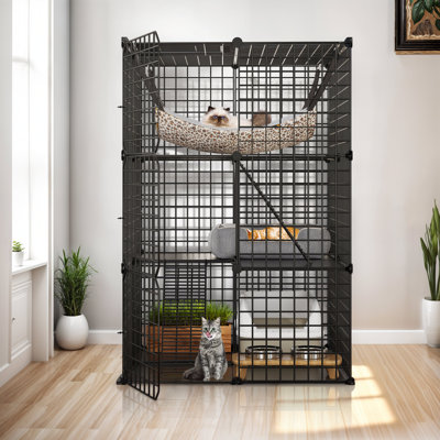  Feliks 28"x28" Small Indoor/Outdoor Cat Cage Cat House Cat Catio with Hammock Suitable for Kitten, Small Cats and Small Animals